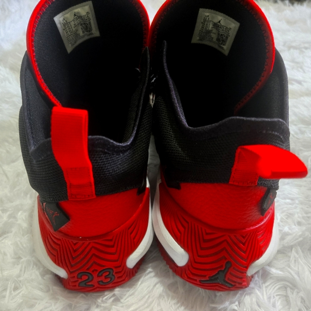 Rarely Worn Red and Black Classic Jordans with Breathable Mesh